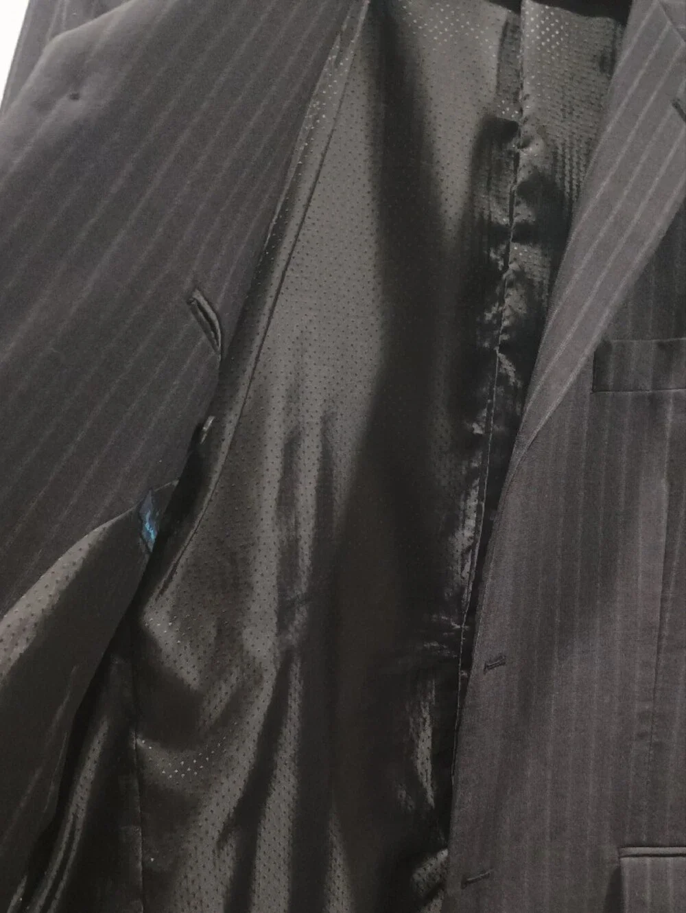 Men's Charcoal Pinstripe Blazer - Classic Three-Button Sport Coat
